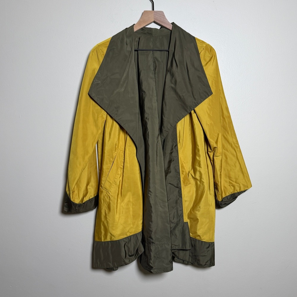 Luii Reversible Lightweight Trench Coat Mustard‎ Yellow Olive Green L Minimalist